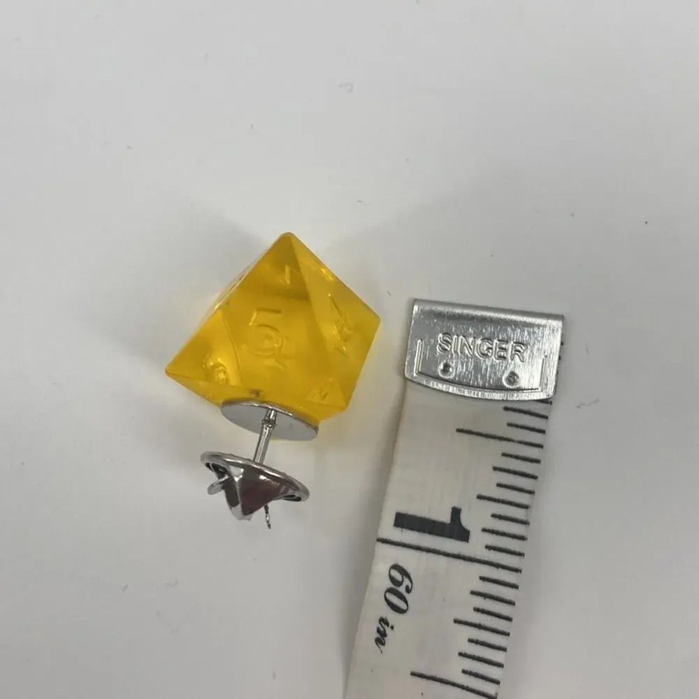 Handmade D&D yellow dice pin